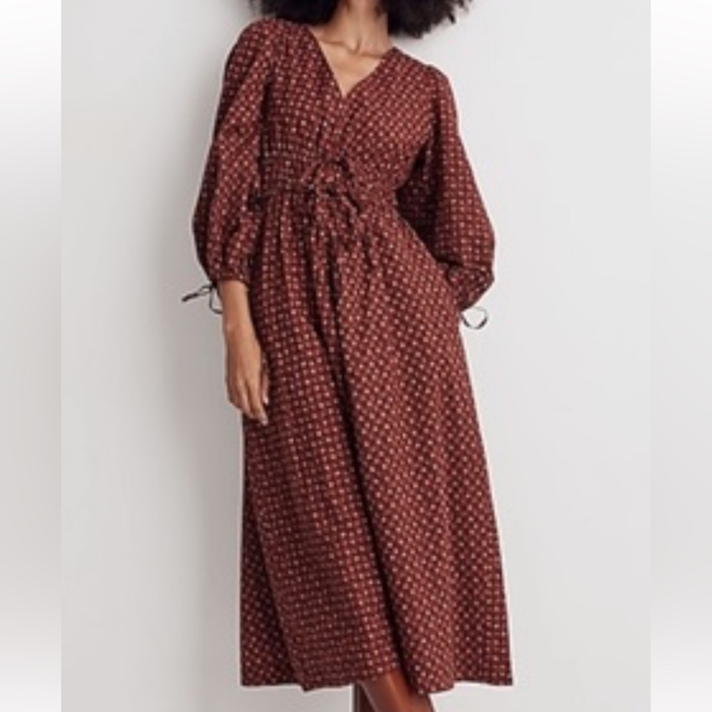 Madewell Sophia Tie Front Midi Dress